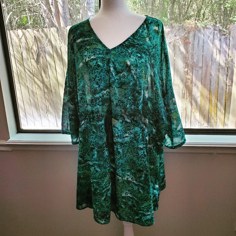ellos green/turquoise sheer tunic - size 3X